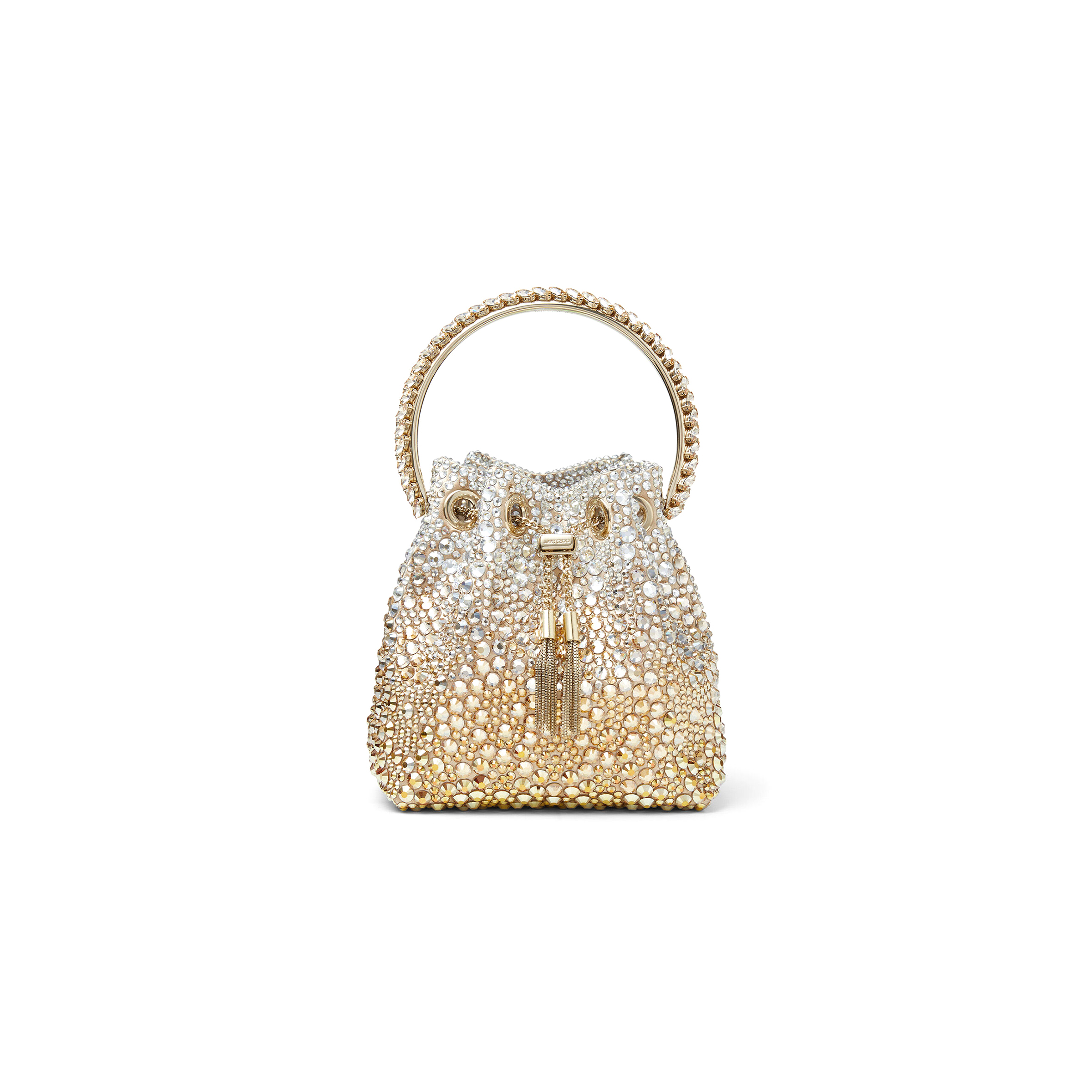 JIMMY CHOO BON BON GOLD SATIN CRYSTAL HANDBAG BONBONXDR (14*15*9.5cm)